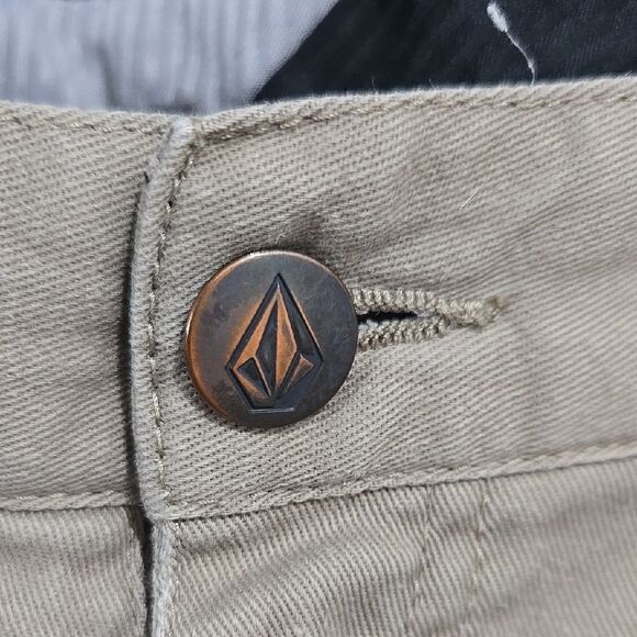 Volcom Boys Frickin Modern Fit Stretch Chino Pant Khaki Flat Front Uniform Skate - Picture 4 of 11